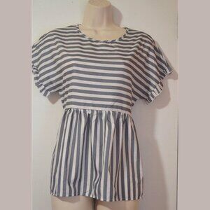 Shein Striped Top Ruffle Sleeves Size S